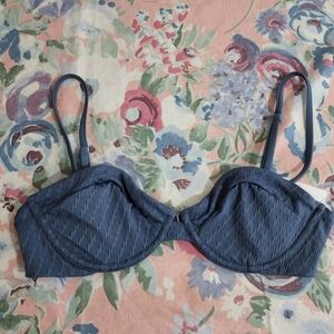 NWT Abercrombie & fitch denim blue underwire retro cut bikini swim top bralet
